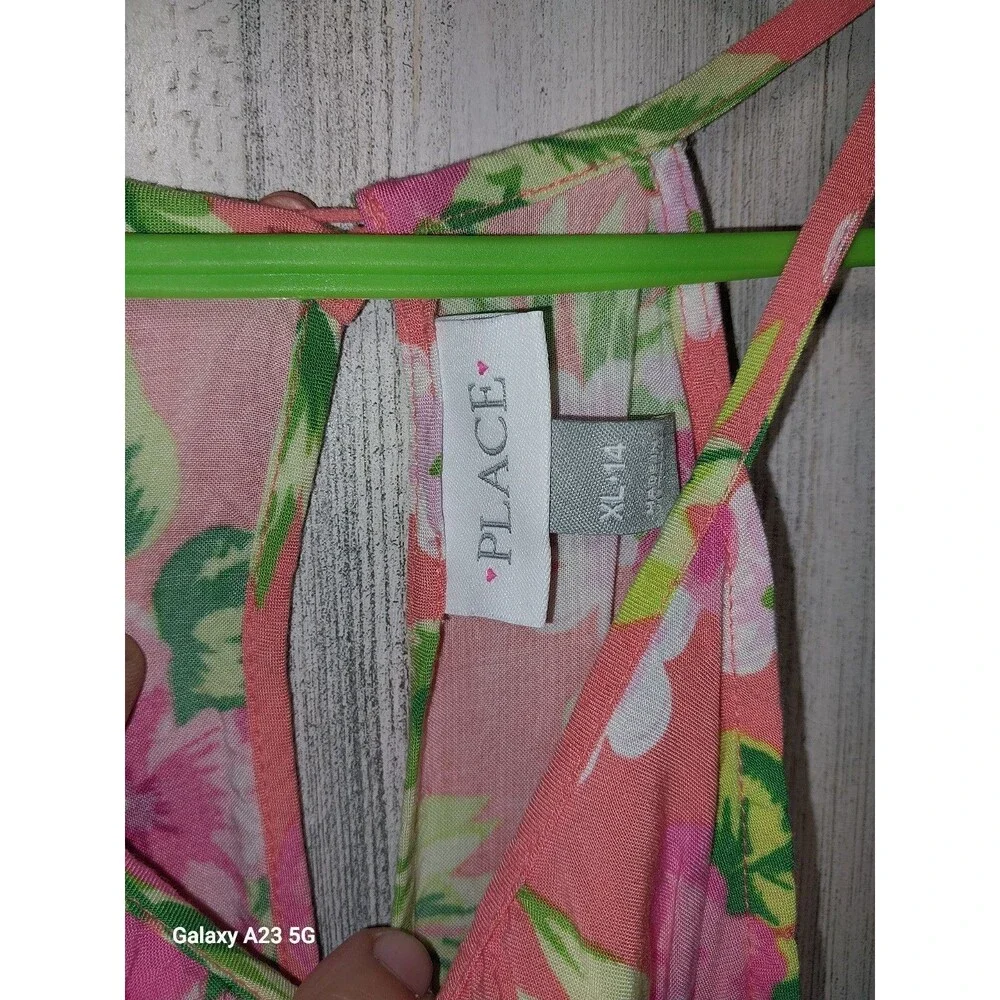 The Children’s Place Floral Ruffle Sleeveless Dress XL 14 - Picture 2 of 4